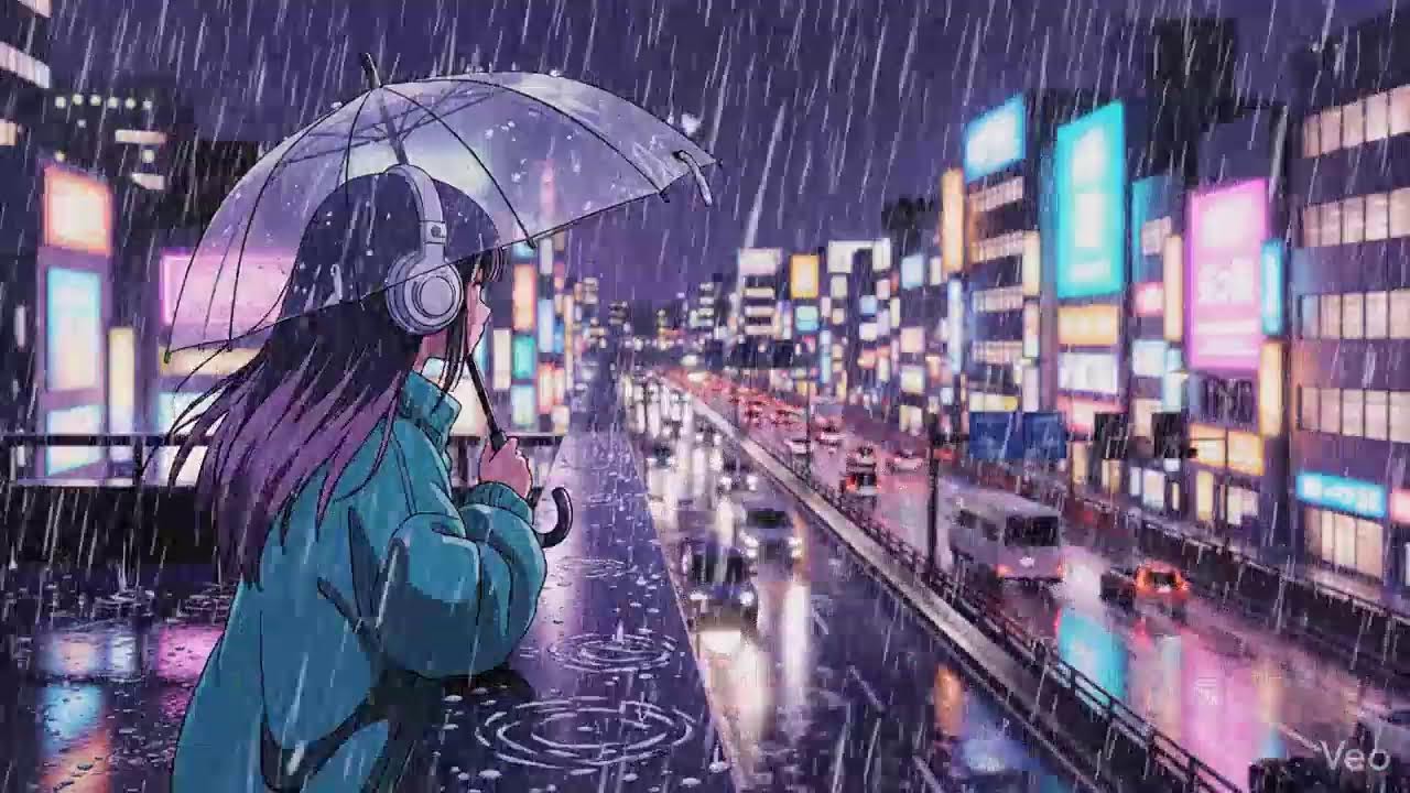 Rain Sounds in Neon City 🌧️ Lofi for Focus & Calm