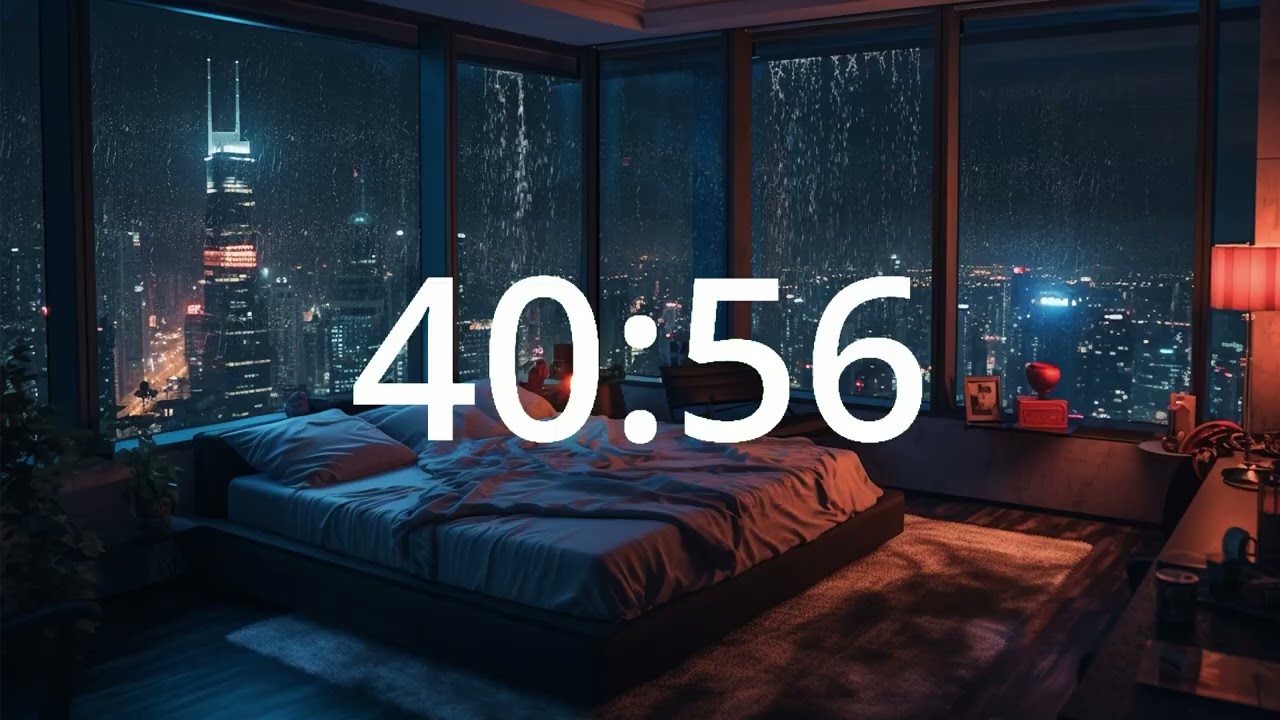 Deep Focus Pomodoro 50/10 🌧️ Rainy Night City | 4 Hours Study & Work | No Music