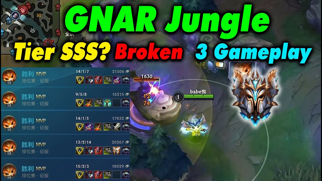 Gnar Wild Rift JUNGLE Unstoppable in Sovereing rank China server | 3 Gameplay | Top 1 - 10 Build