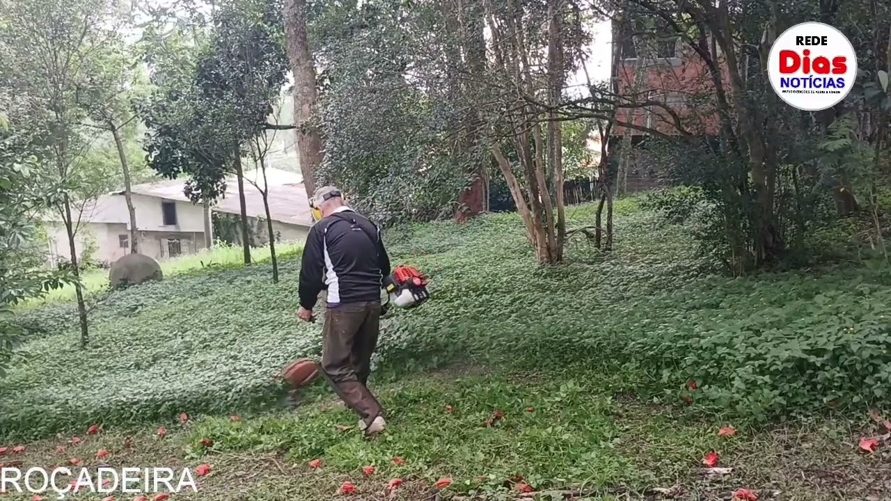 Testando a lâmina de plástico para roçadeira que inventei