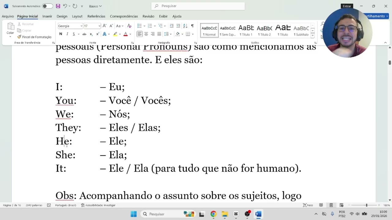 Do Básico ao avançado - Primeira aula. Alfabeto e Sujeitos.