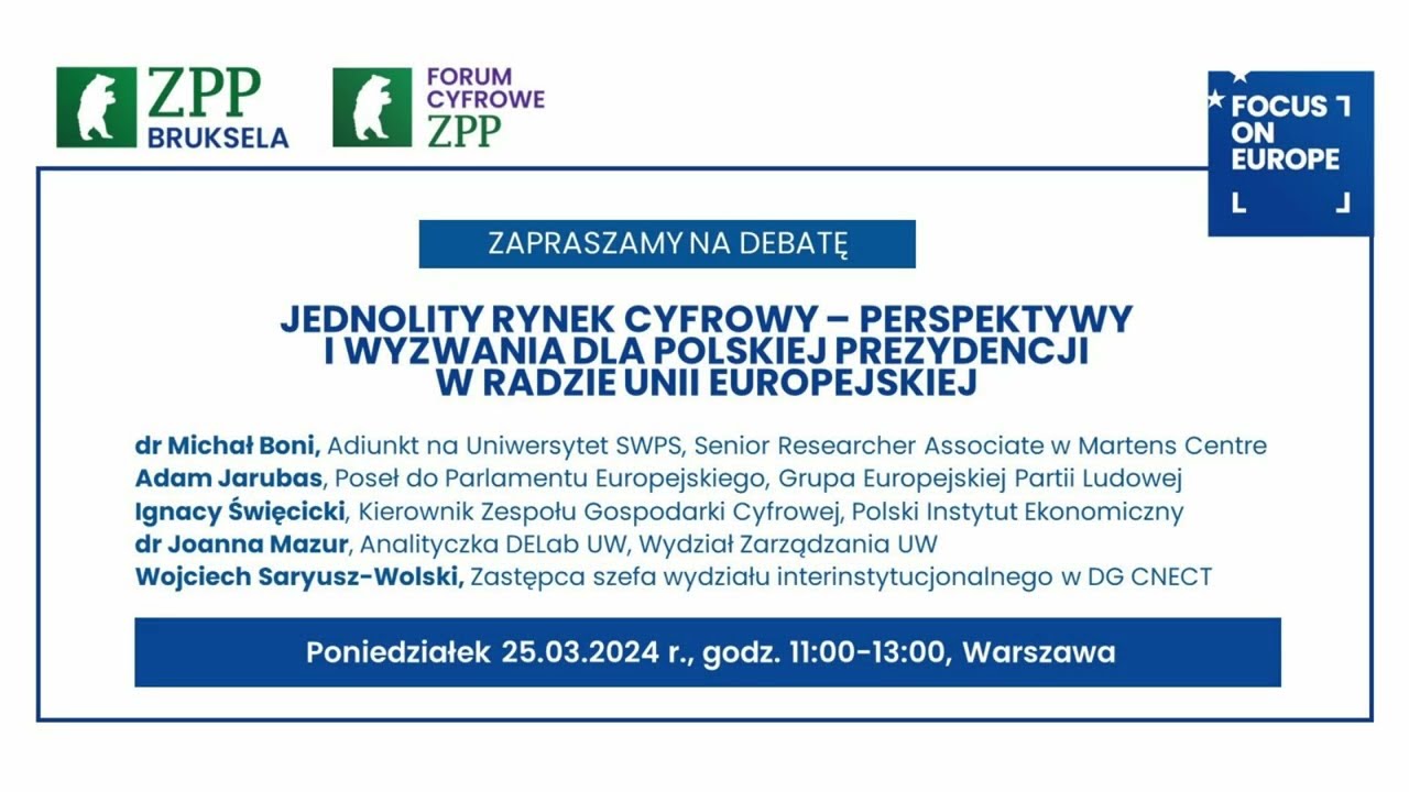 Jednolity Rynek Cyfrowy &ndash; Perspektywy i Wyzwania dla Polskiej Prezydencji w Radzie Unii Europejskiej