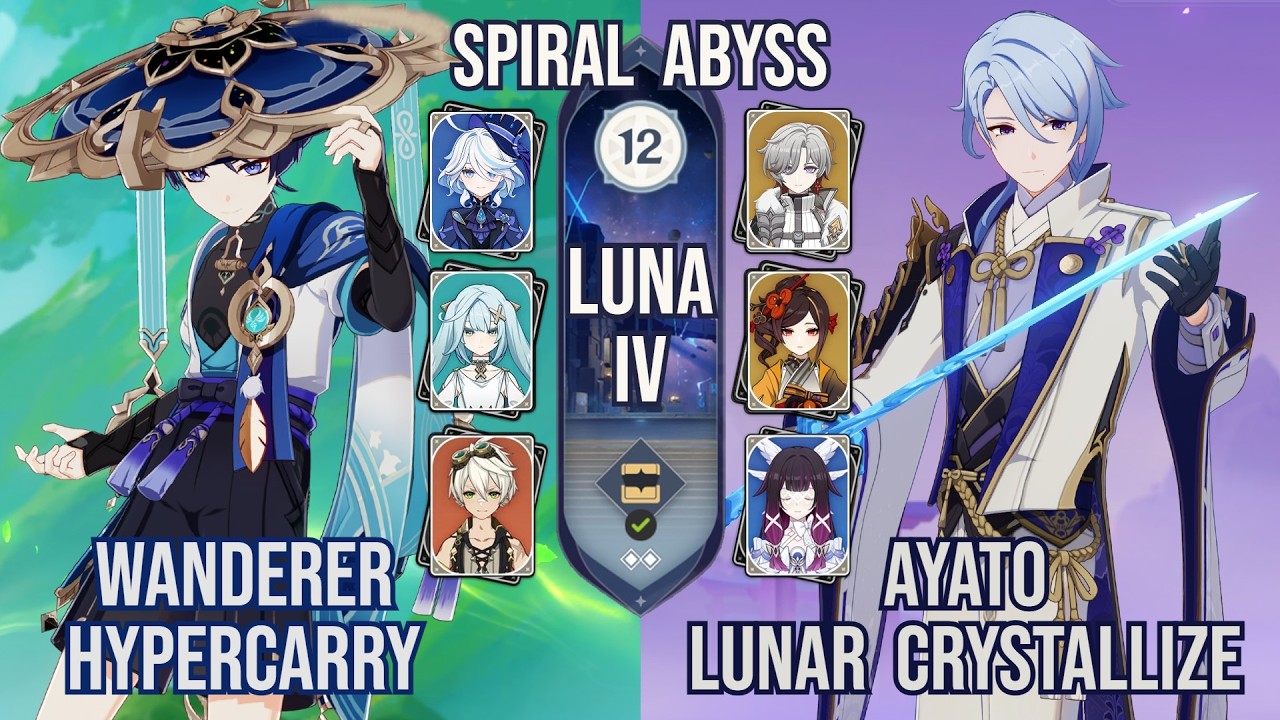 Wanderer Hypercarry x Ayato Lunar Crystallize | Spiral Abyss 6.3 / Luna IV | Genshin Impact