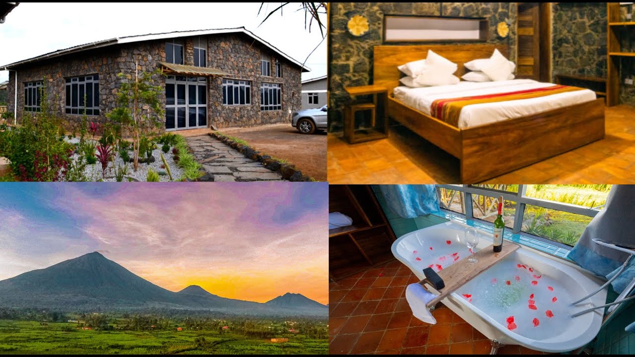 Discover Uganda. Imbogo Lodge built with Stones next to Mountains in Kisoro