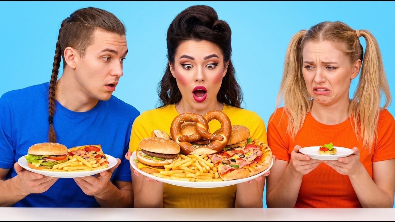 Wyzwanie dużego, średniego i małego talerza! *FUNNY FOOD BATTLE* La La Lajf