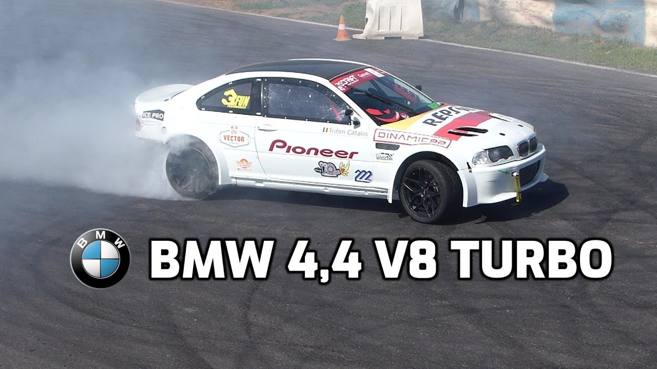 BMW 4.4 V8 turbo burnout, drift and engine sound