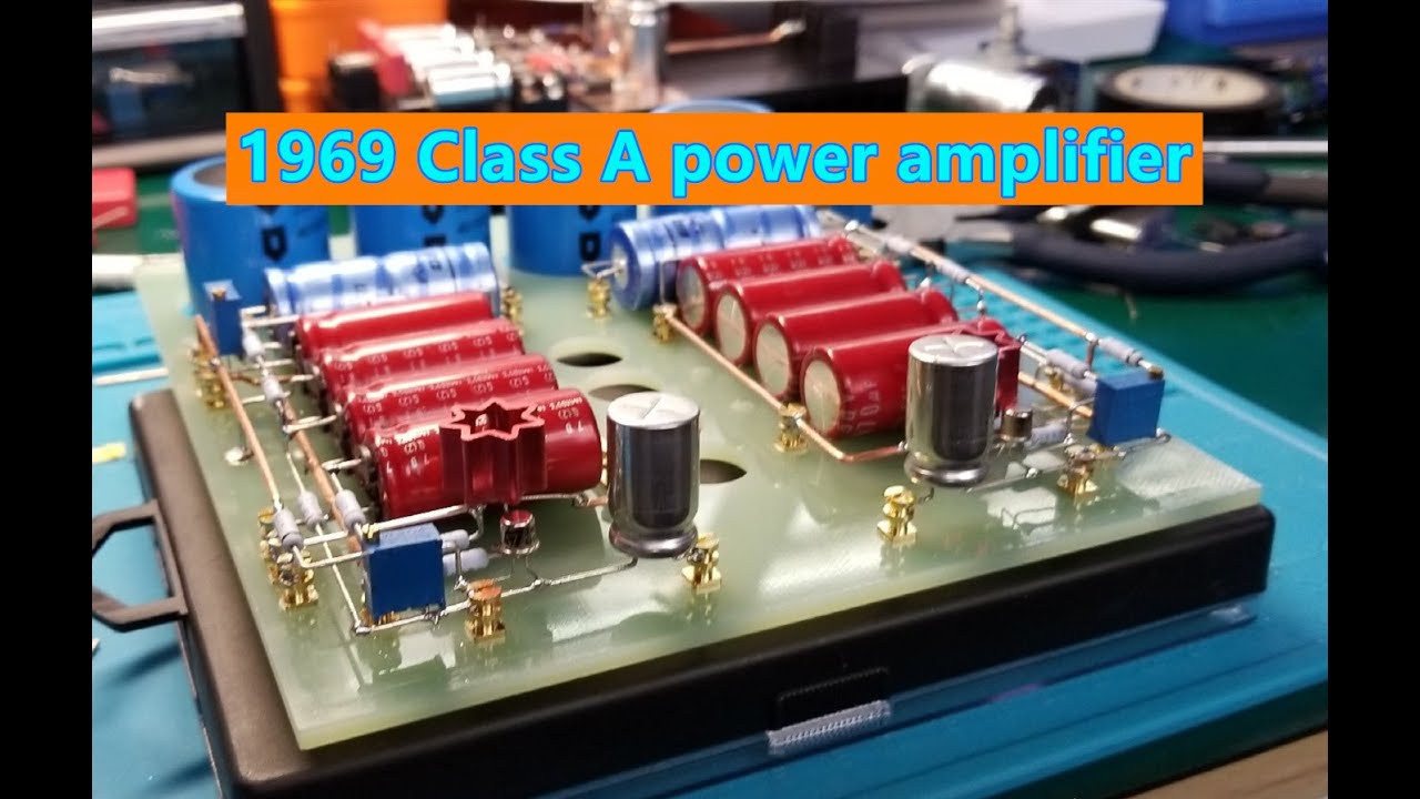 Classic HIFi electronic tube style 1969 Class A power amplifier overhead line circuit diagram