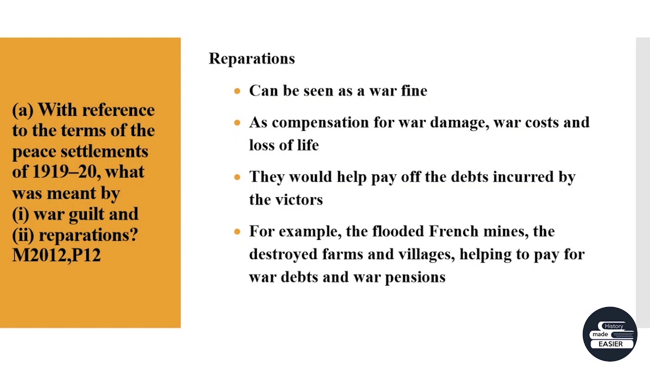 IGCSE - A look at the TREATY OF VERSAILLES through past exam questions