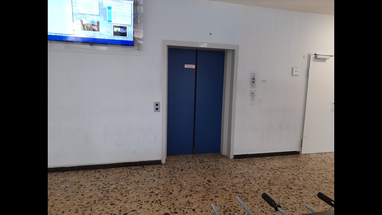 Original 1971 elevator at a school in Bremen, Germany
