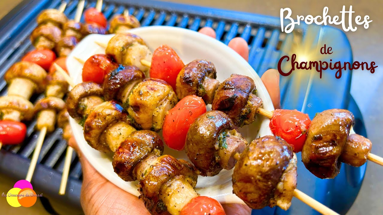 Essaie vite ces Savoureuses Brochettes de Champignons Marinés 😋