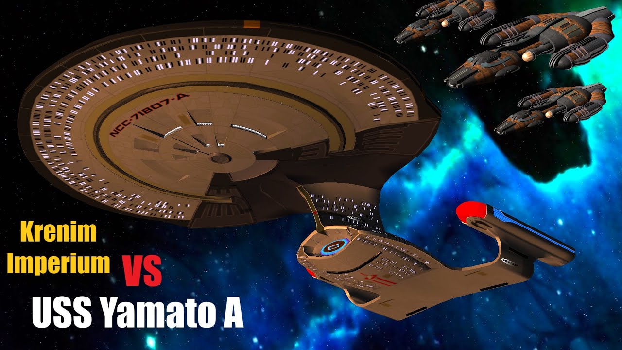 USS Yamato A VS 3 Krenim Warships - Both Ways - Star Trek Starship Battles