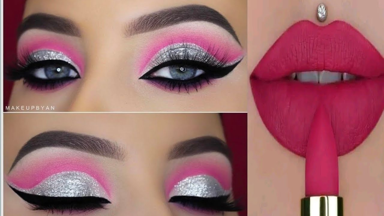  *Party Pink Eyes with Silver Shimmer & Stunning Pink Silver Eye Makeup tutorial 👀💄