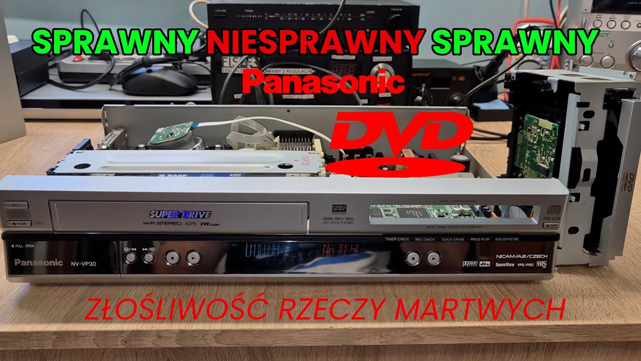 Działa czy nie działa?! - Napęd DVD tacka - Panasonic NV-VP30 VHS DVD combo test płyt CD VCD [cz.4]