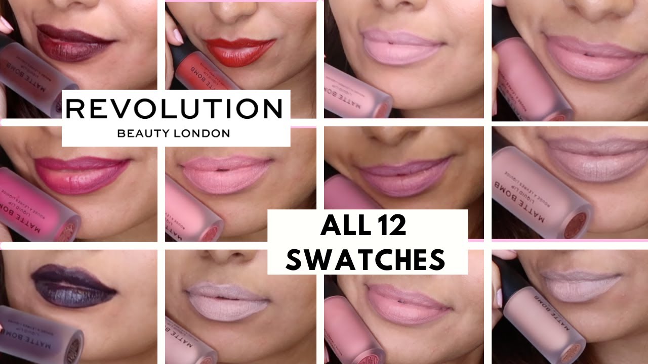 Makeup Revolution Matte Bomb Liquid Lipsticks Lip ALL 12 Swatches | MEDIUM/BROWN/OLIVE SKIN ❤