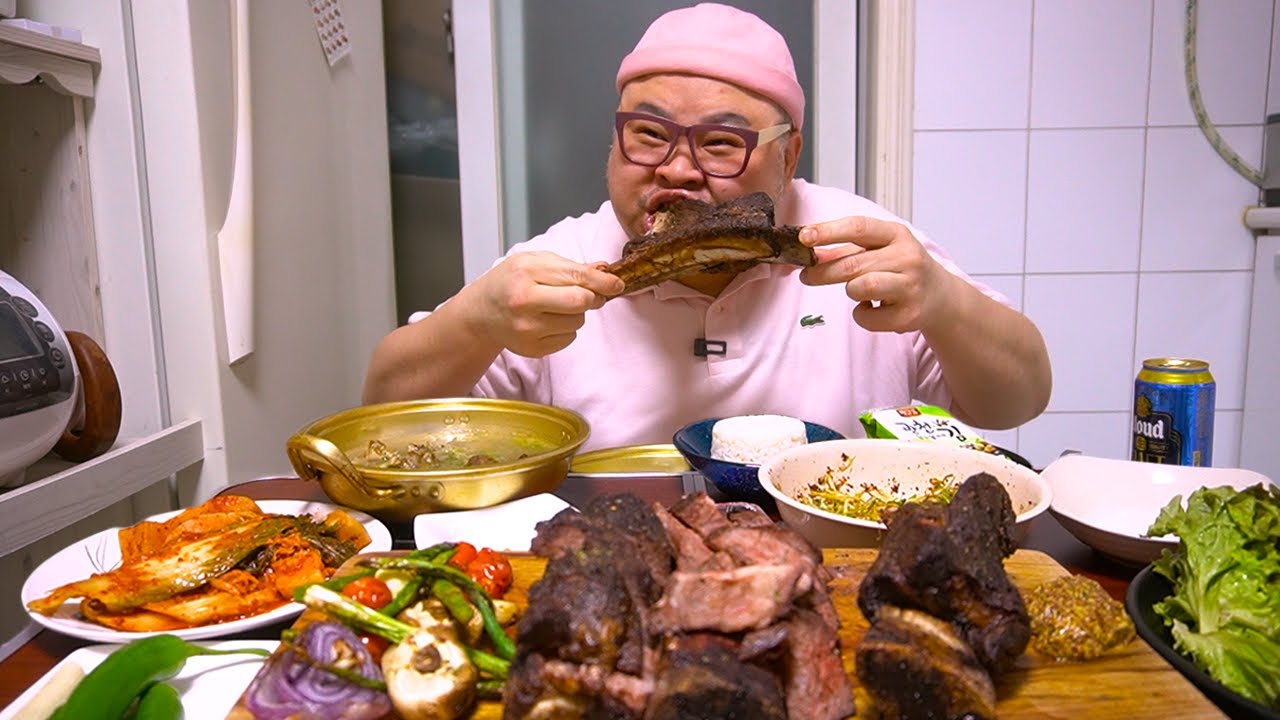 고아재!몽탄 우대갈비를 집에서 통으로!!│통LA갈비 먹방 Mukbang Eatingshow [Roasted Beef rib]