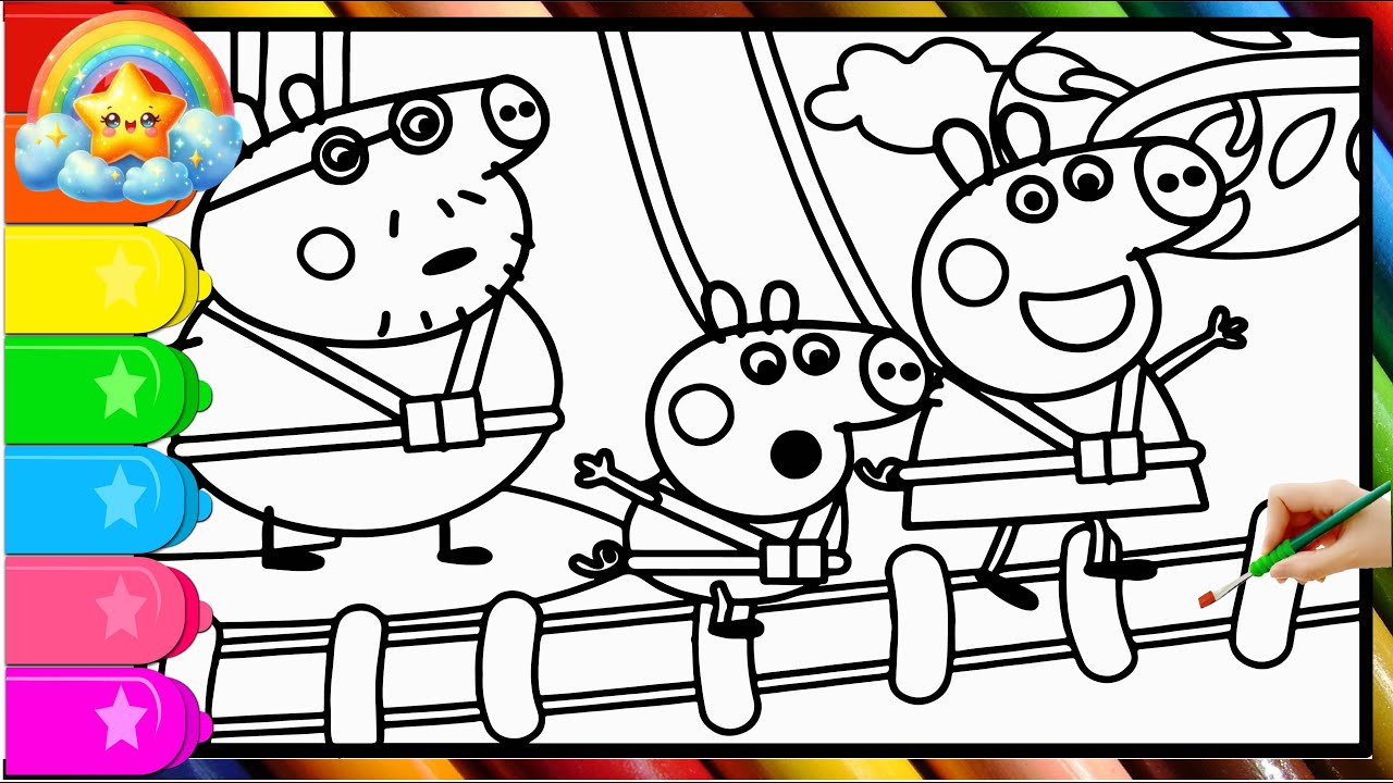 Peppa Pig Visits Monkey Trees Adventure Park  Drawing Easy, Peppa Pig Drawing, Peppa Pig Coloring
