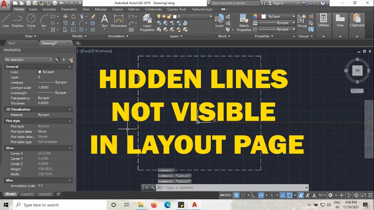 КАК СДЕЛАТЬ СКРЫТЫЕ ЛИНИИ ВИДИМЫМИ НА СТРАНИЦЕ РАЗМЕТКИ В AUTOCAD - УРОК ПО AUTOCAD