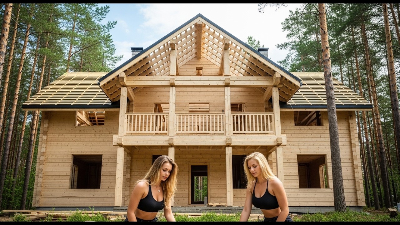 Строительство 3 деревянных домов из древесины, полученной из естественного леса, всего за 80 дней.
