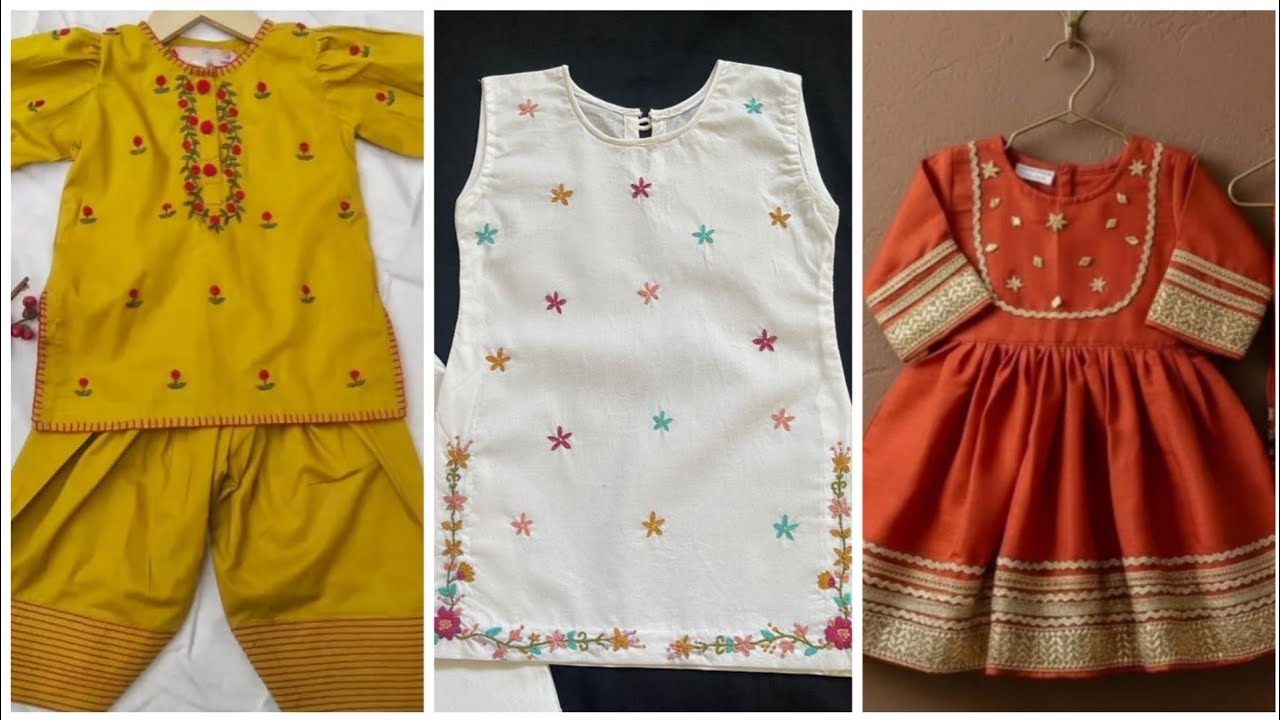 Baby Girls Embroidery and Gotta Work Dress Ideas||Handmade Embroidery Design for Little Girl||