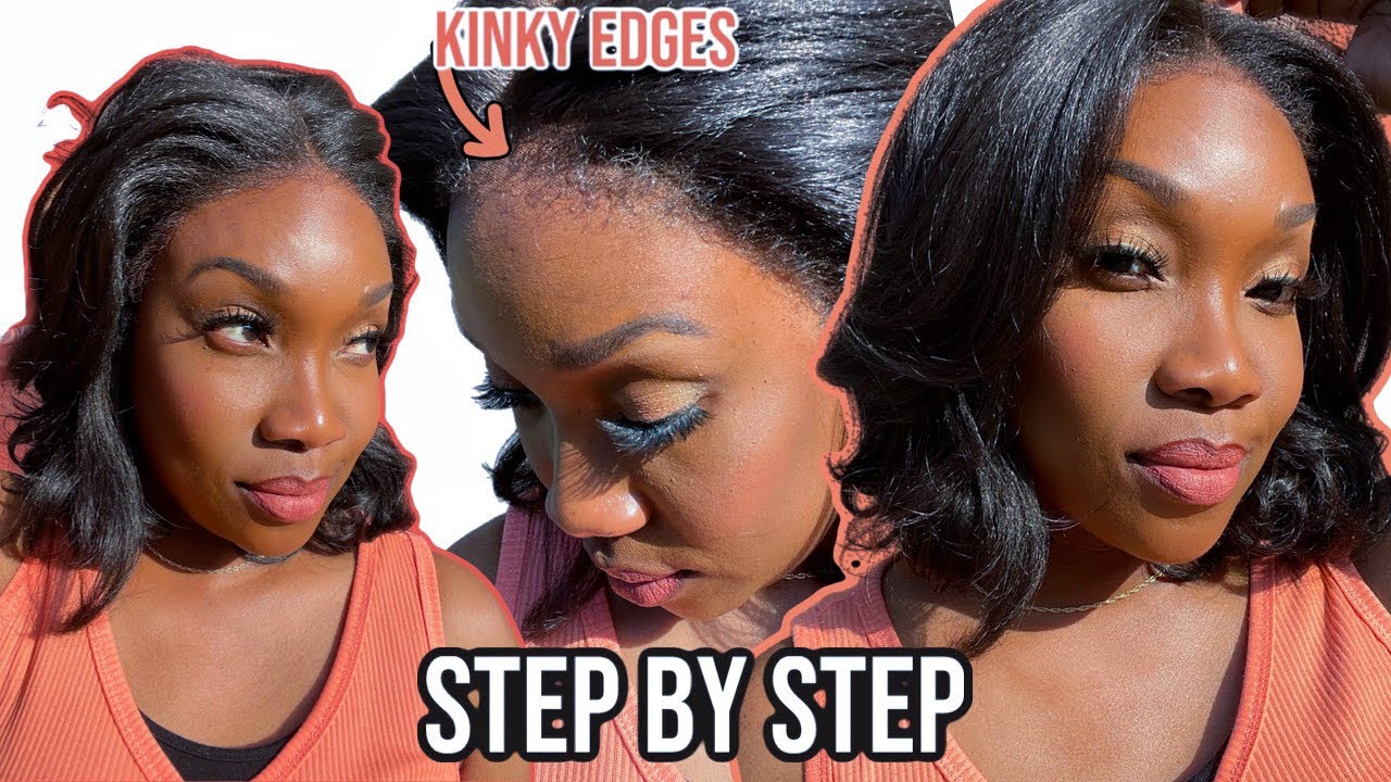 STEP By STEP NATURAL SYNTHETIC KINKY EDGES WIG INSTALL Sensationnel KINKY BLOW OUT 12