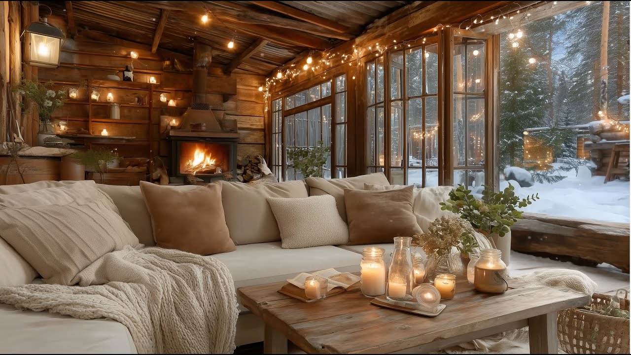 Cozy Winter Cabin Fireplace ❄️🎹 Relaxing Piano Solo | Warm Ambience for Sleep & Stress Relief