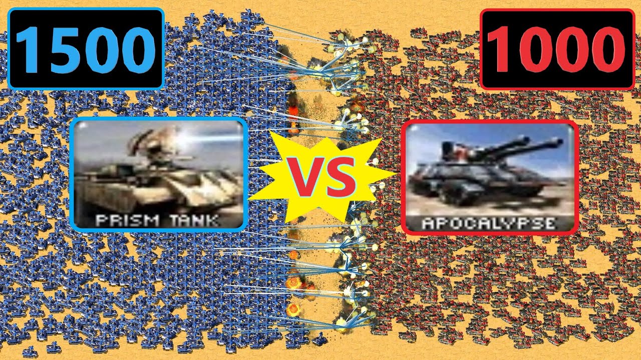 1500 Prism Tanks vs 1000 Apocalypse - Same Cost - Red Alert 2
