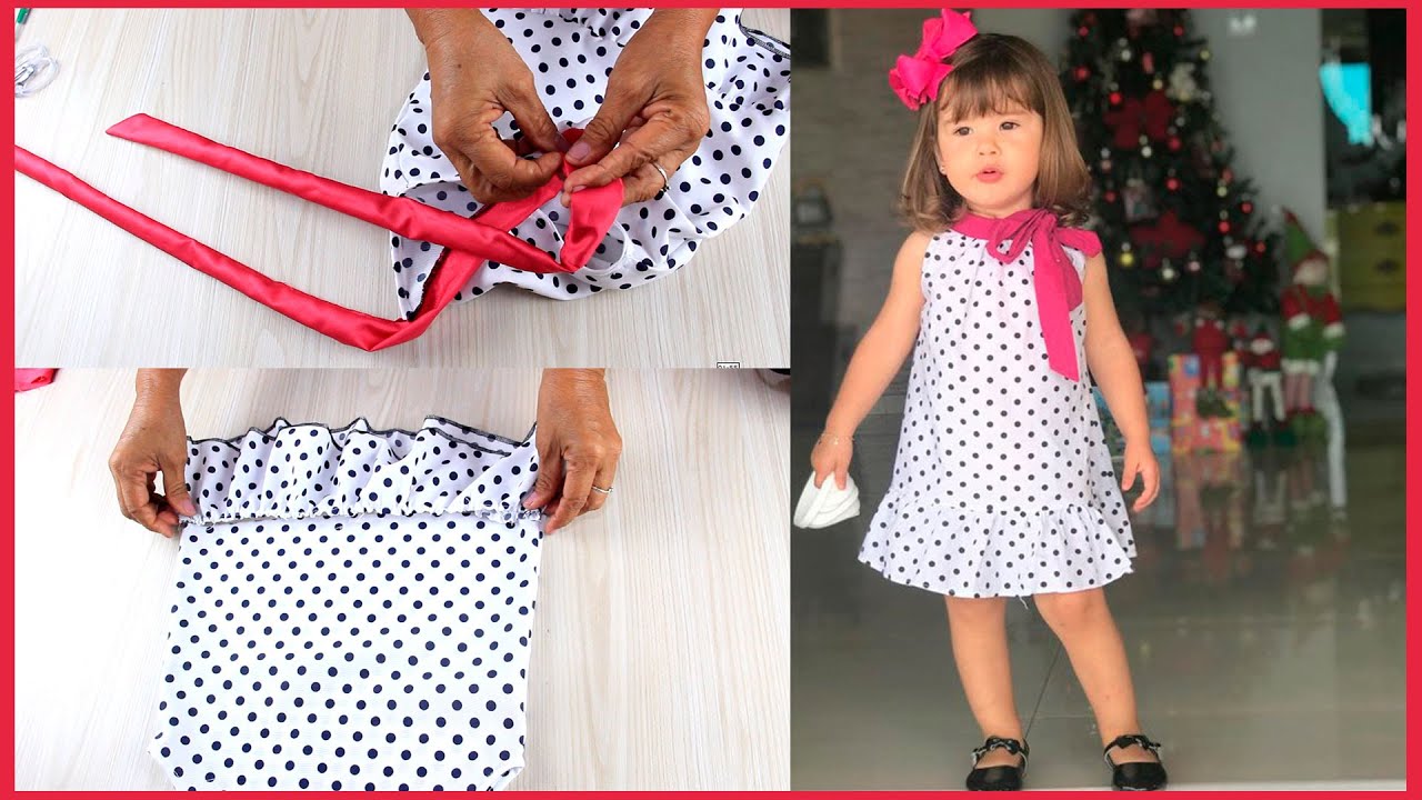 Como hacer un vestido para niñas poca tela explicación patrón
