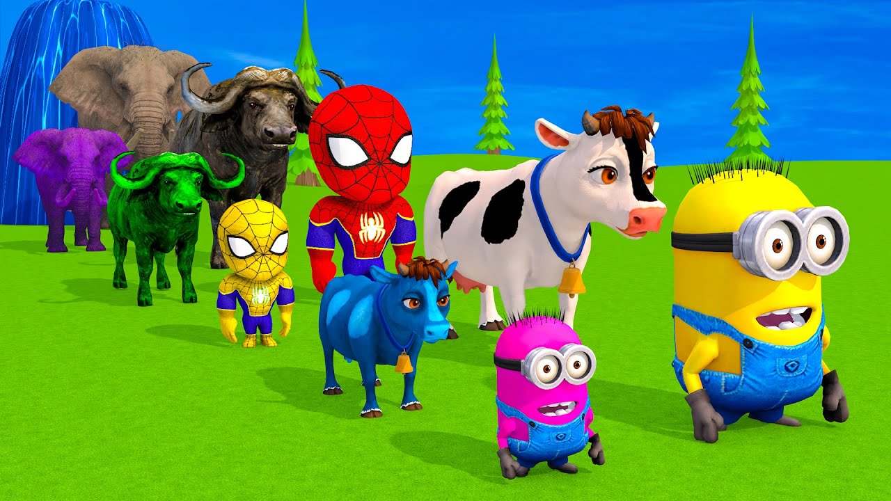 Long Slide Game With Cow Elephant Gorilla Hippopotamus Tiger 3d Animal Game Funny 3d Animals