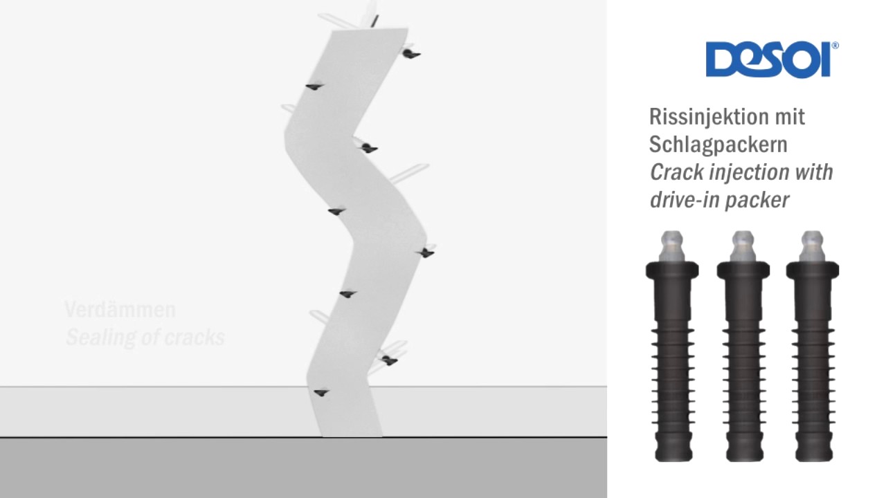 DESOI Rissinjektion mit Schlagpacker / DESOI Crack injection with Drive-in packer