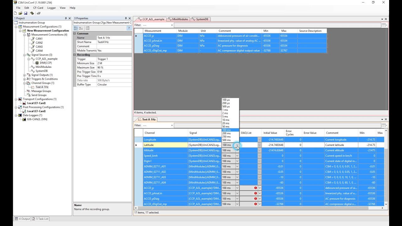 CSM - UniConfiguration Software - Basic Data Logger Setup