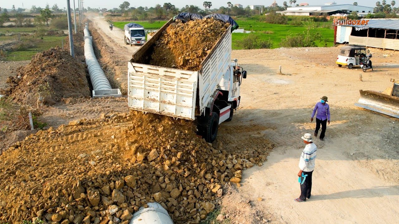 First Starting opening new Project Showing Landfilling using Bulldozer D 37 P and Dump truck T5.