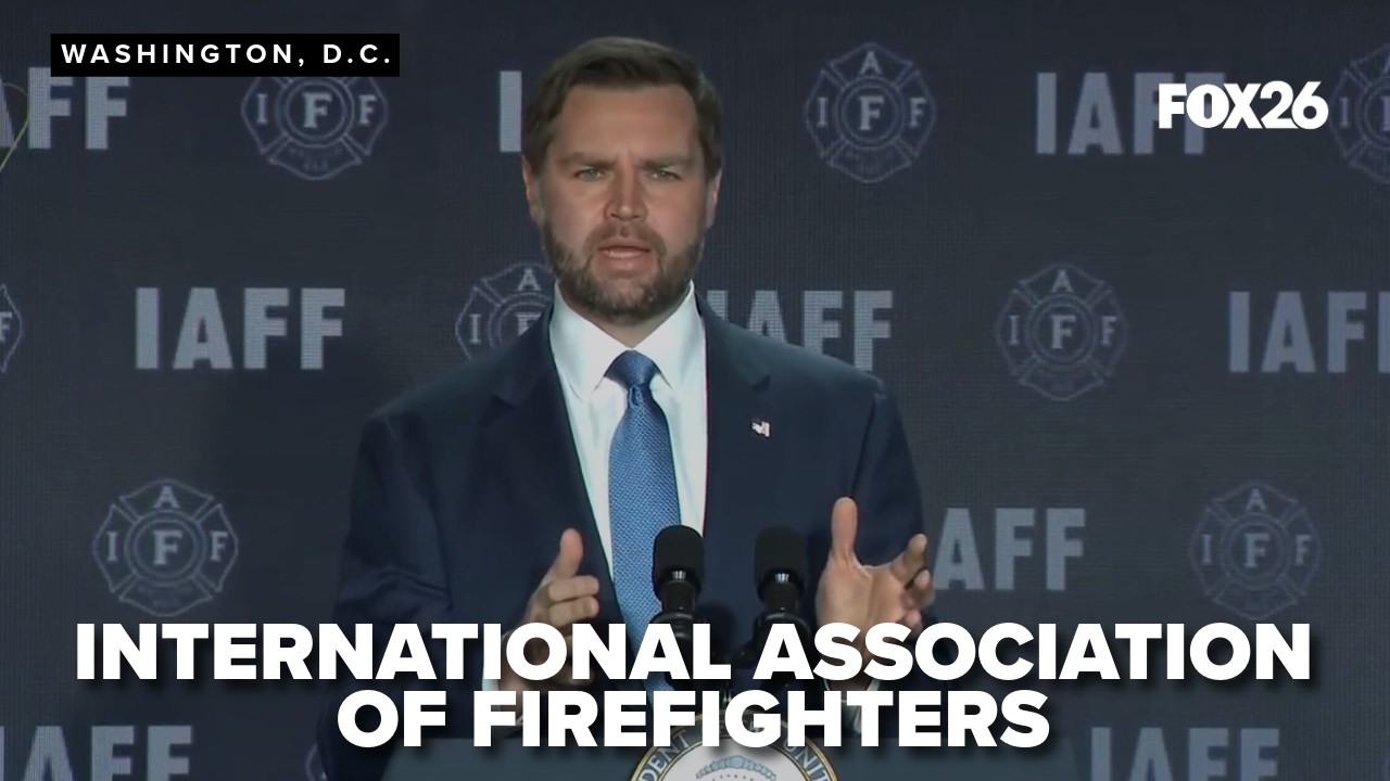 Vice President JD Vance speaks to International Association of Firefighters