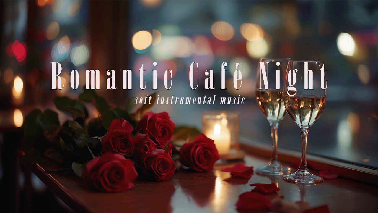 Romantic Café Night Ambience | Soft Instrumental Music for Relaxing Evening & Cozy Atmosphere