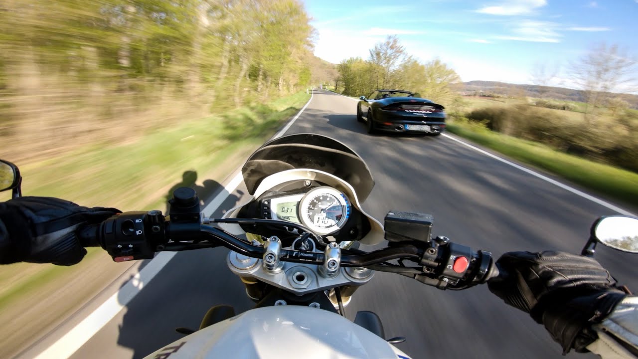 Triumph Street Triple 675 following Porsche Carrera  | Pure Sound [4k]