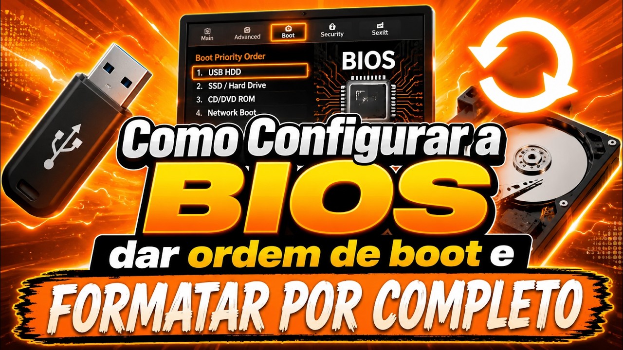 Como Configurar a Bios, dar ordem de boot e Formatar por completo