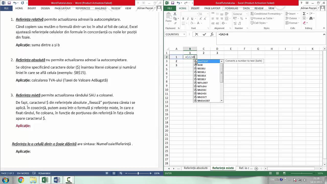 Microsoft Excel 2013 - Referinte