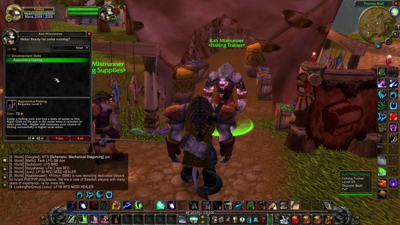 Where is the Fishing Trainer of Thunder Bluff - Vanilla WoW  Elysium