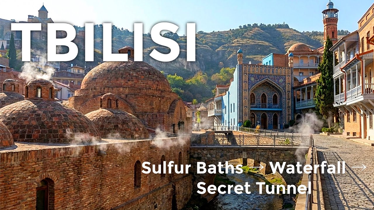 Tbilisi Georgia Walking Tour 🇬🇪 Sulfur Baths → Waterfall → Secret Tunnel