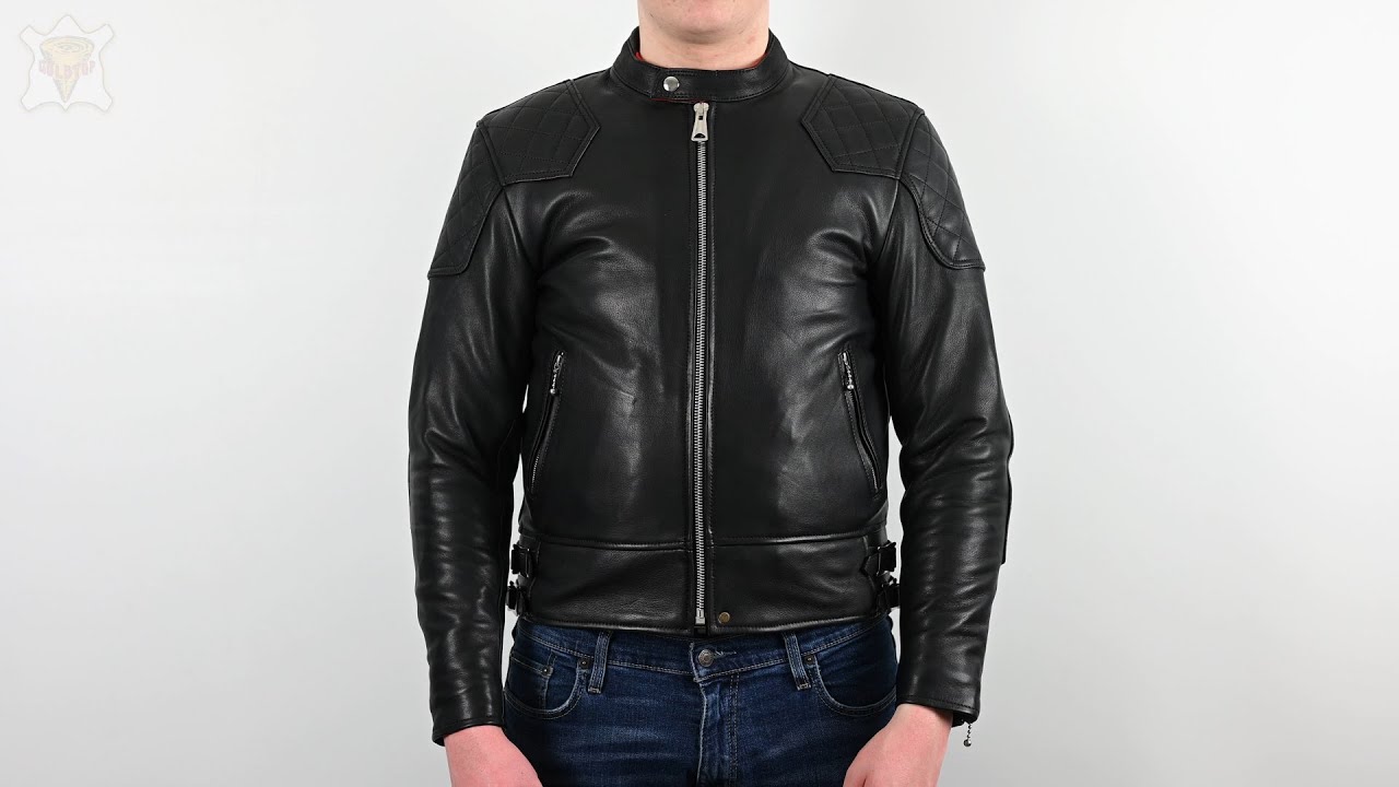 Goldtop '76 Cafe Racer Leather Motorcycle Jacket - Black