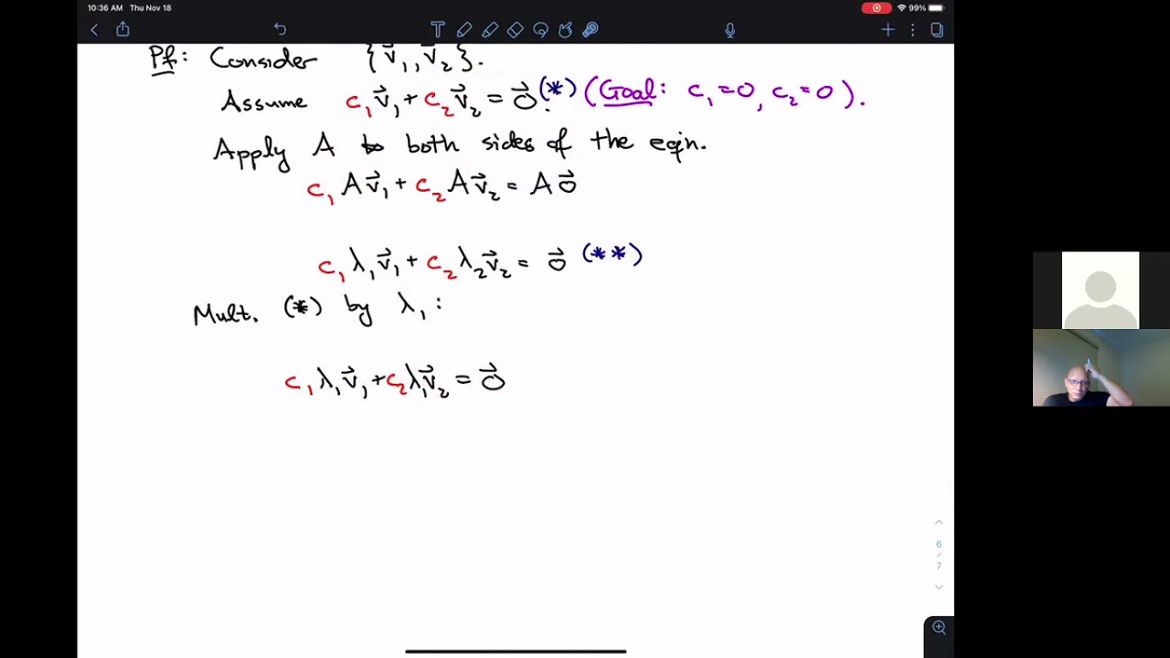 Eigenvectors of distinct eigenvalues are linearly independent