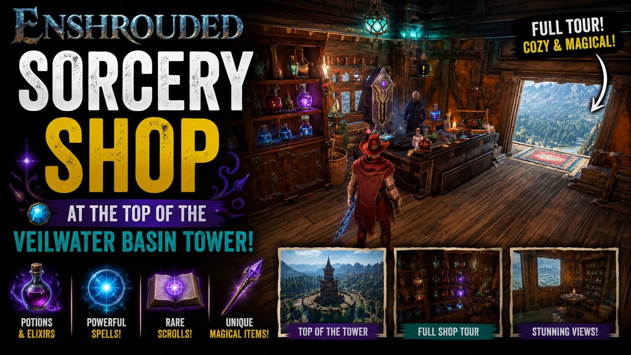 Enshrouded&rsquo;s MOST Magical Build Yet! 🔮 Sorcery Shop Tour at Veilwater Basin Tower