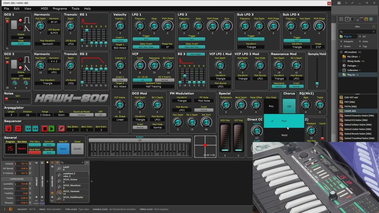 Hawk-800 Editor for Korg Poly 800 mod