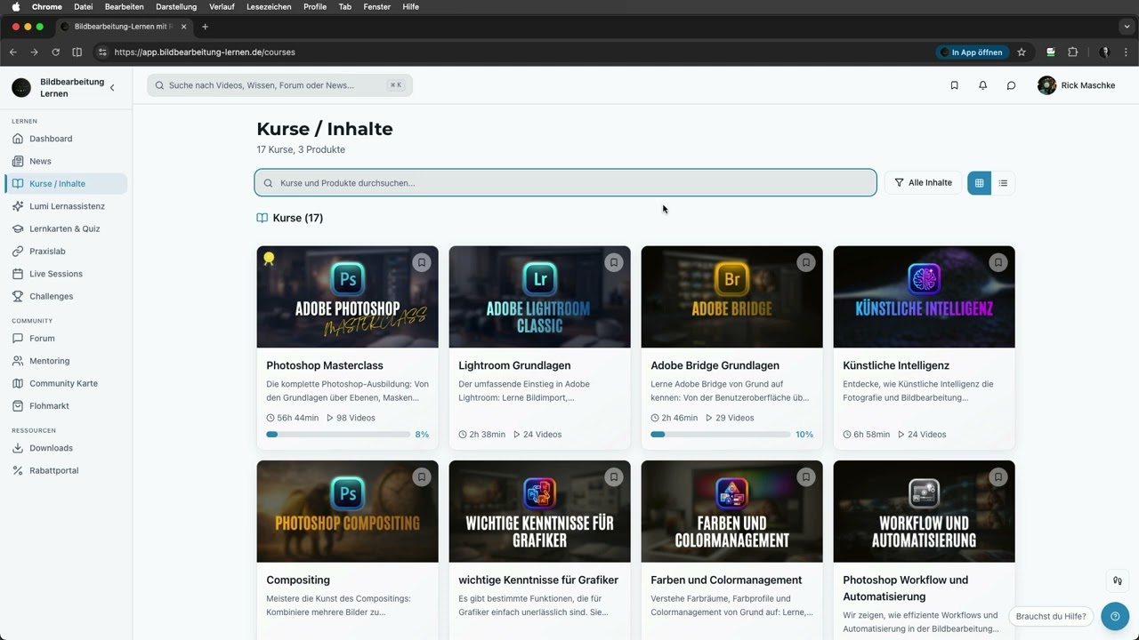 Kurse und Inhalte strukturiert nutzen