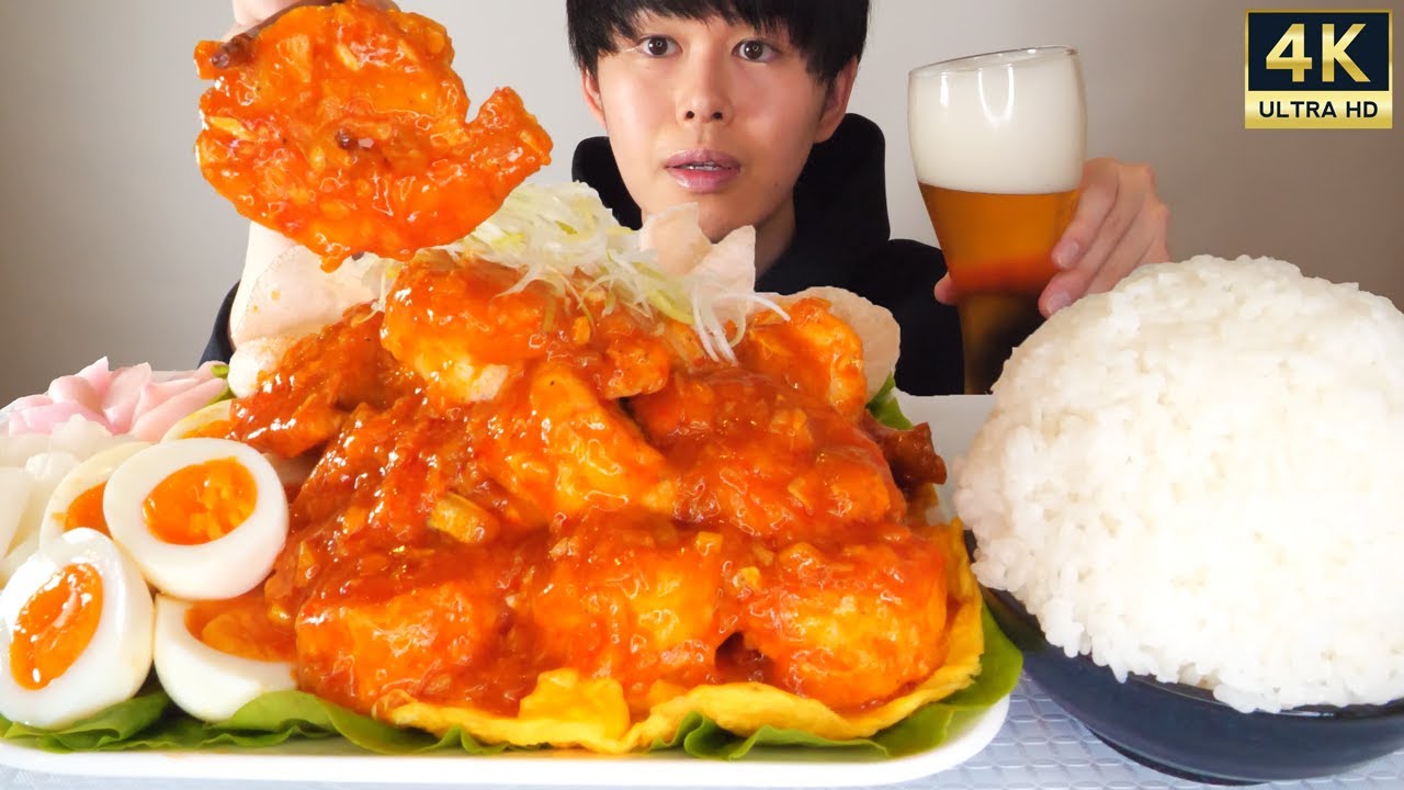 ASMR 大海老チリソース Spicy Chili Shrimp EATING SOUNDS | 咀嚼音 | MUKBANG | 먹방