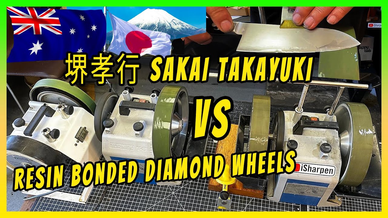 Japanese Sakai Takayuki Knife vs iSharpen Resin Bonded Diamond Wheels