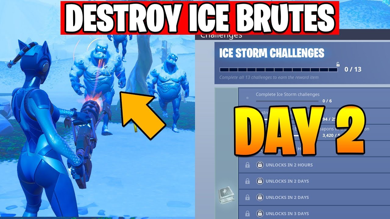 Destroy Ice Brutes Fortnite - DAY 2 - ICE STORM CHALLENGES guide