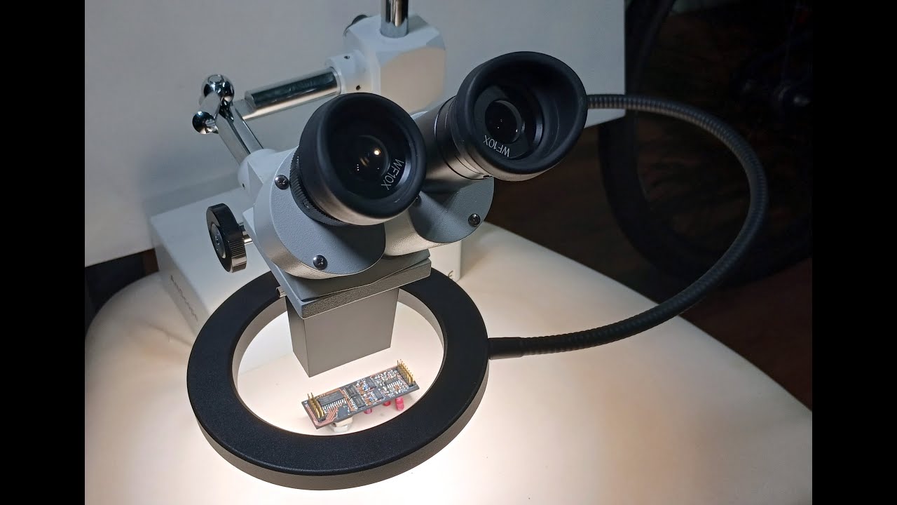 Upgrading a binocular microscope for easier surface mount soldering