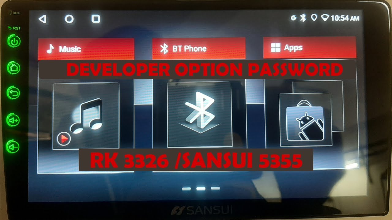DEVELOPER OPTION PASSWORD || RK3326 || SANSUI 5355 CAR ANDROID