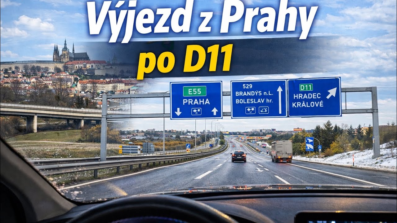 🚗 Výjezd z Prahy po D11 | Klidná jízda autem | 4K | Bez komentáře