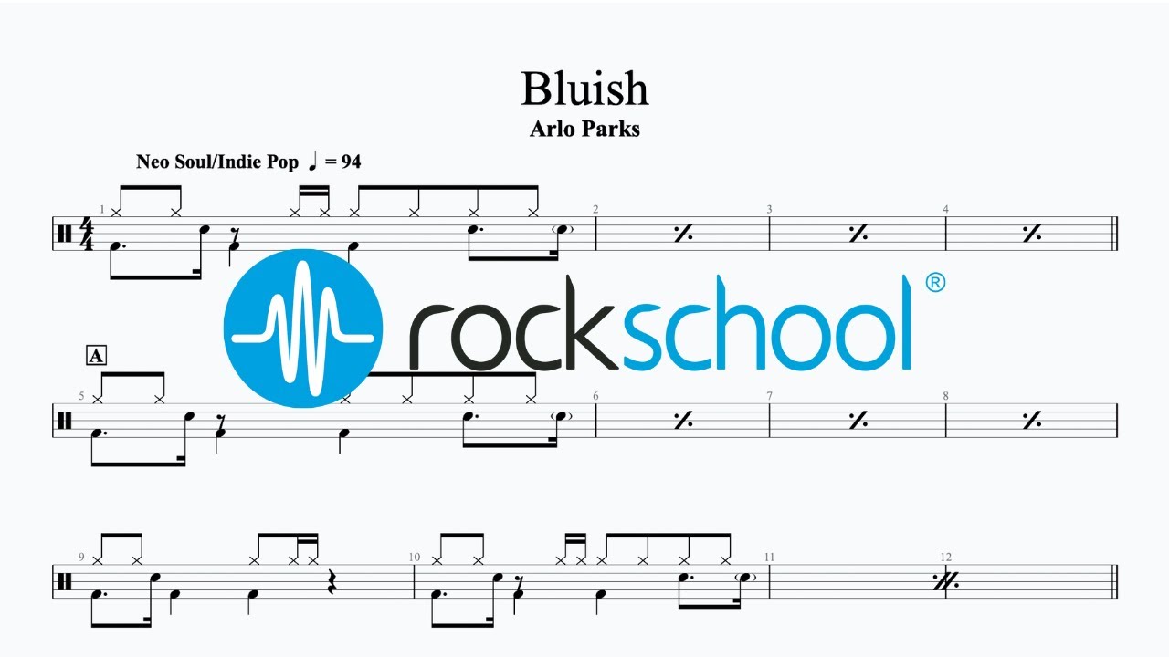 Bluish - Arlo Parks, Rockschool 2024 Drums Grade 3